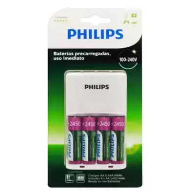 imagem do produto Carregador Philips com 4 pilhas 2500mah - Philips