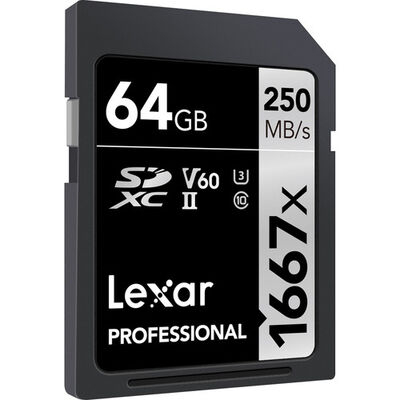imagem do produto Cart�o de mem�ria Lexar 64GB 1667x 250MB/s v60 - Lexar