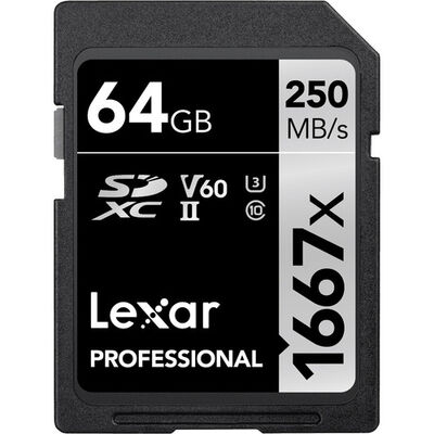 imagem do produto Cart�o de mem�ria Lexar 64GB 1667x 250MB/s v60 - Lexar
