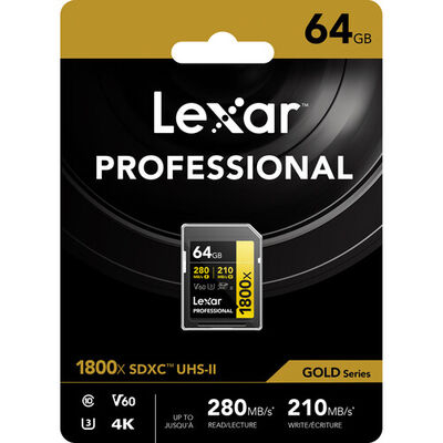 imagem do produto Cart�o de mem�ria Lexar 64GB 2000x 280MB/s v60 - Lexar
