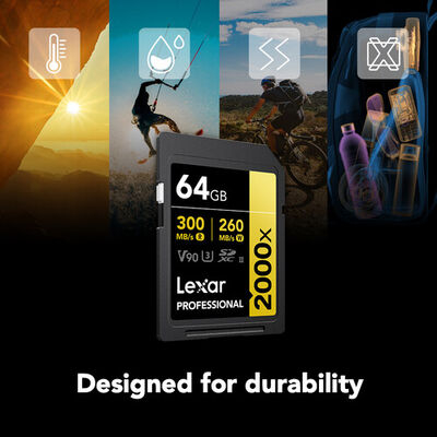 imagem do produto Cart�o de mem�ria Lexar 64GB 2000x 300MB/s v90 - Lexar