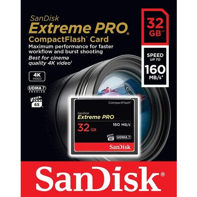 imagem do produto Cart�o de Mem�ria SanDisk CompactFlash Extreme Pro  32GB 160Mbs - Sandisk