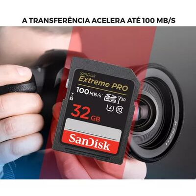 imagem do produto Carto De Memria Sandisk SDHC 32GB 100MB/S Extreme Pro - Sandisk