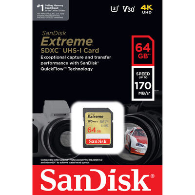 imagem do produto Carto de memria Sandisk SDHC 64GB 170MB/s - Sandisk