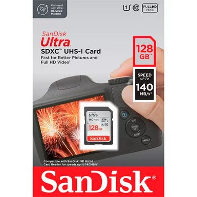 imagem do produto Carto De Memria Sandisk  SDXC 128gb 140 MB/S ULTRA - Sandisk