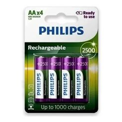 imagem de Pilhas Recarregavel Philips 2500mah Aa Original Kit C/ 4 Un - Greika