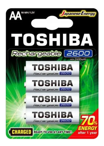 imagem de Pilhas Recarregavel Toshiba 2600mah Aa Original Kit C/ 4 Un 