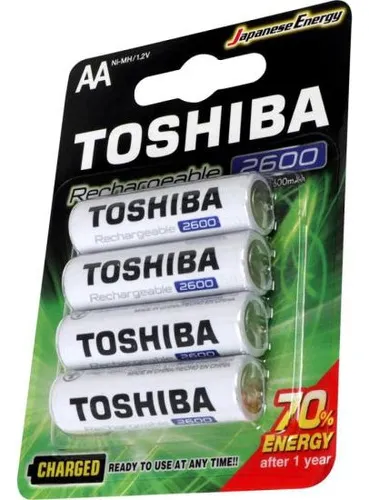 imagem do produto Pilhas Recarregavel Toshiba 2600mah Aa Original Kit C/ 4 Un 