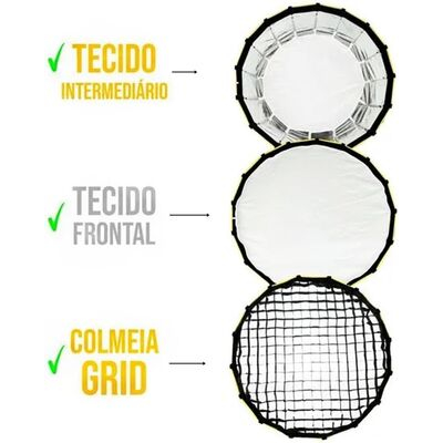 imagem do produto Softbox Parablico GSL-90  Flat Pack 12 Varetas- Com Grid - Greika