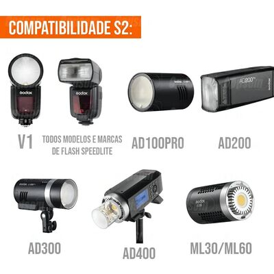 imagem do produto Suporte Flash Adaptador Bowens S2 Para V1 AD200 ML60 10 - Godox