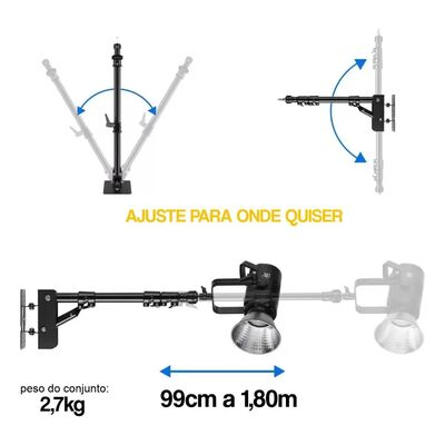 imagem do produto Suporte Teto e Parede Estudio wt-818 P/ Softbox Led e Flash 1,80m - Greika
